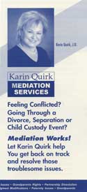 Tri-fold brochure, Karin Quirk, attorney